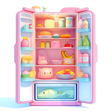 一个打开装满食物的冰箱