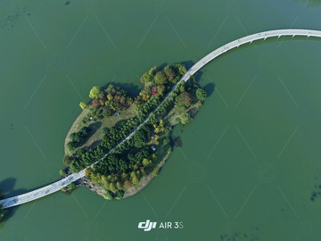 安徽合肥翡翠湖中心岛鸟瞰图