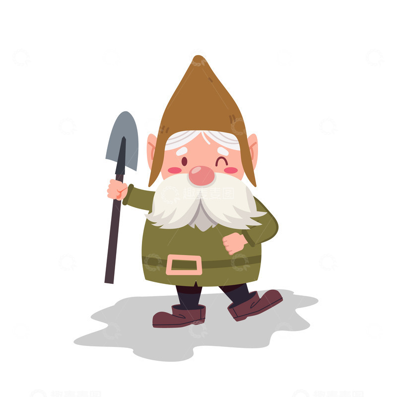 冬天卡通老人插画