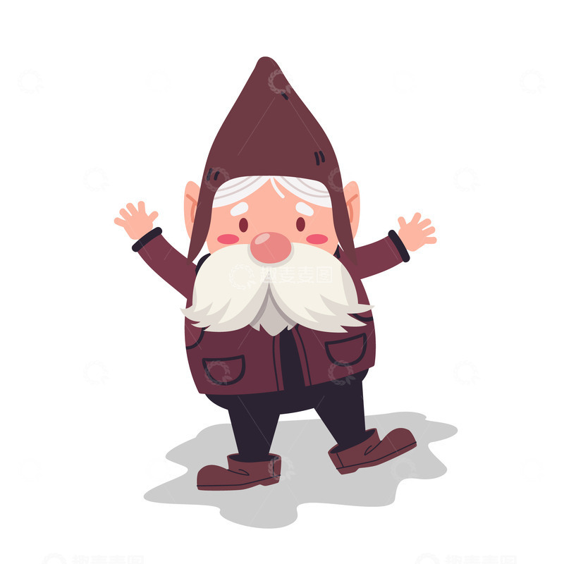 冬天卡通老人插画2