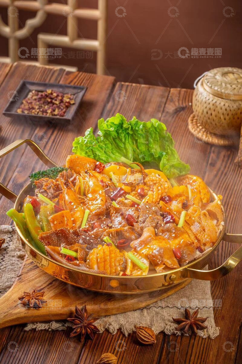 毛肚麻辣烫冒菜鱿鱼大虾宣传单页海报菜谱