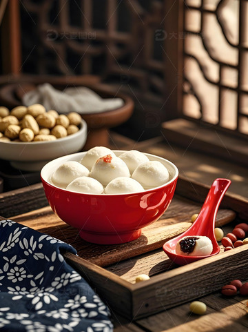 一碗汤元节日美食摄影图