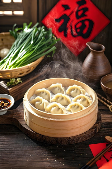冬至饺子美食摄影图