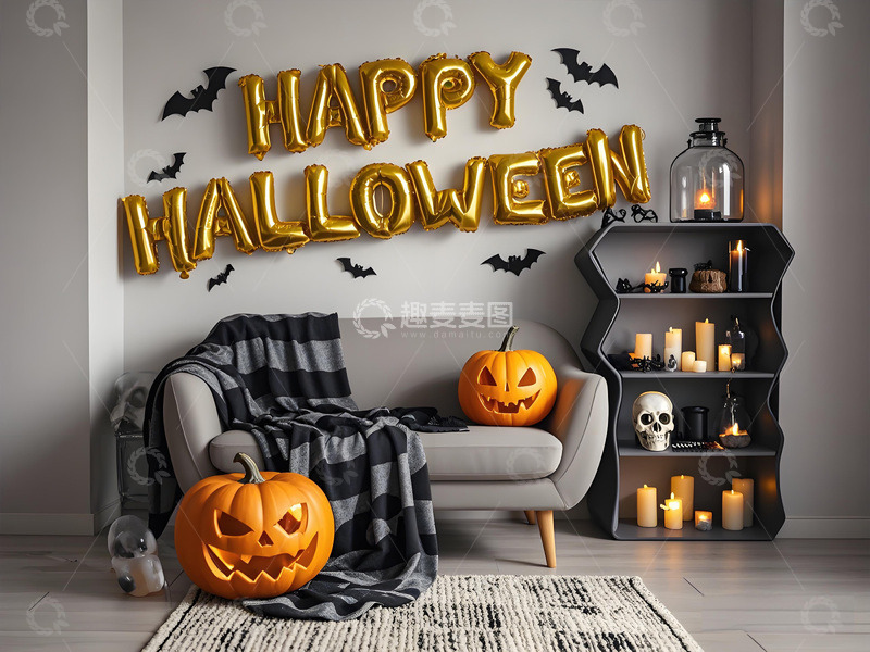 万圣节节日客厅AI摄影图