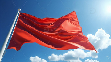 红色旗帜在蓝天下飘扬1