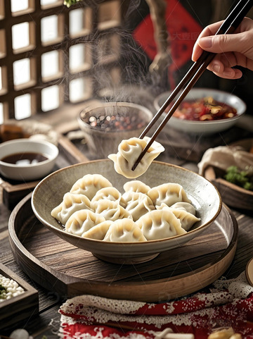 冬至饺子摄影图