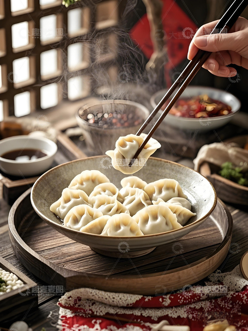 冬至饺子摄影图