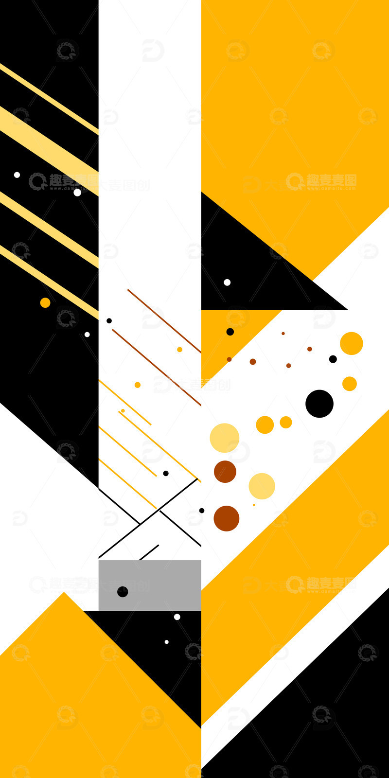 源文件下载【趣麦麦图】简约黑色橙色几何图形孟菲斯背景