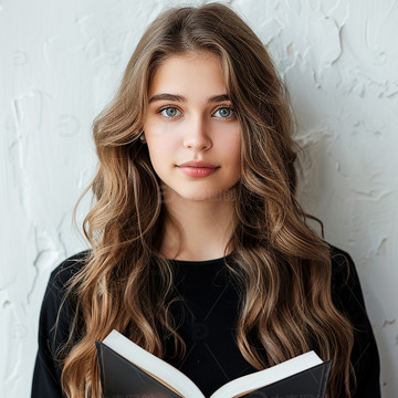 女大学生看书读书摄影图