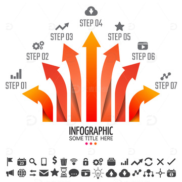 红色办公ppt箭头数据