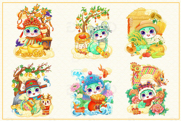 蛇年2025新年春节卡通形象