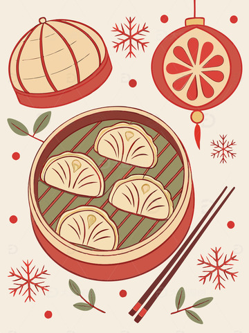 冬至节日饺子插画矢量图1