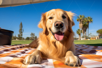 趴在地上的金毛