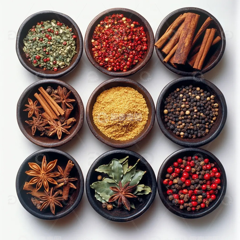 高清大图下载【趣麦麦图】烹饪配料花椒八角桂皮香料