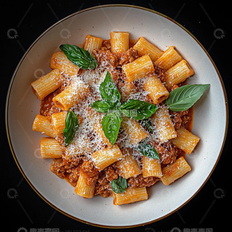 通心粉意大利肉酱面特写图