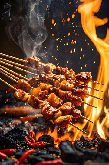 烧烤肉串摄影图