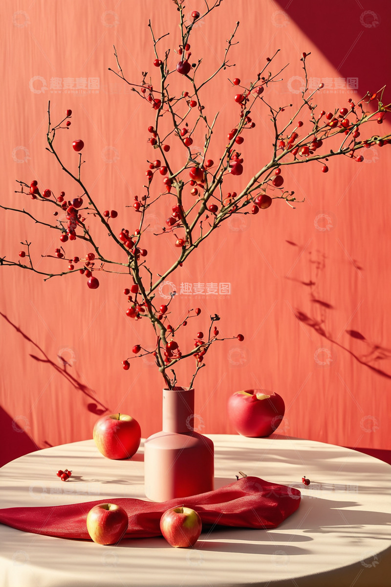 高清大图下载【趣麦麦图】中国风红色喜庆新年背景1