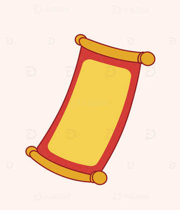 手绘卷轴挂画矢量插画