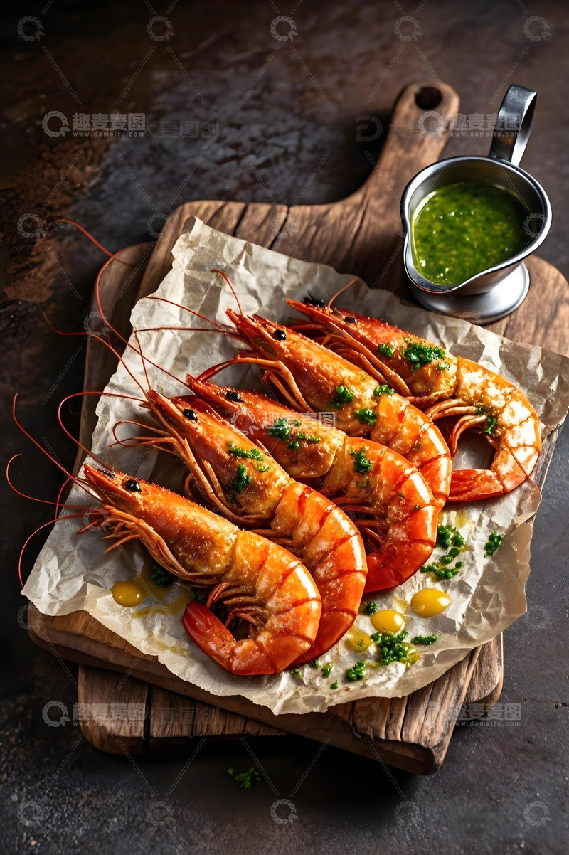 高清大图下载【趣麦麦图】烧烤摄影之烤大虾