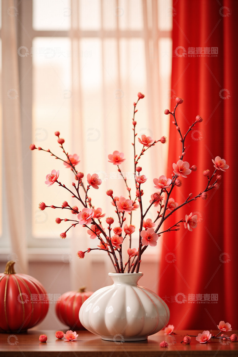 高清大图下载【趣麦麦图】中国风红色喜庆新年背景7