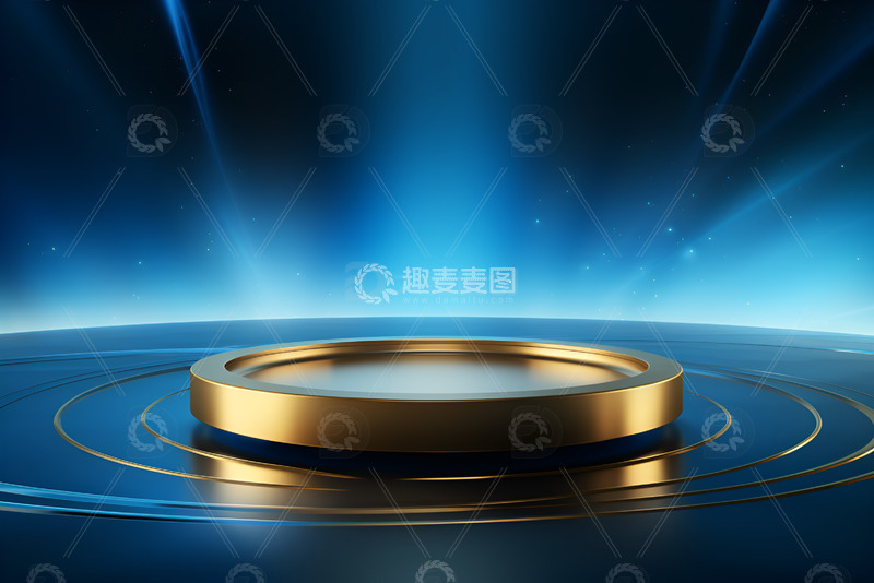 高清大图下载【趣麦麦图】电商蓝色鎏金平台背景