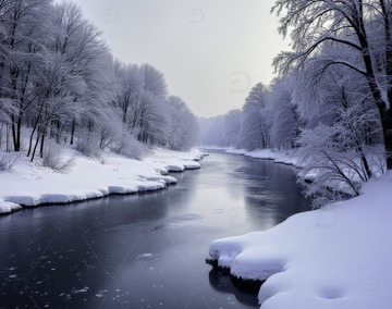 冬天冰冻的河流