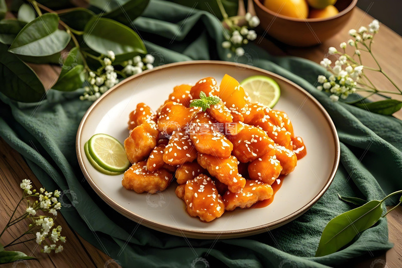 糖醋里脊美食摄影图