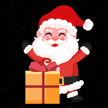  卡通的圣诞老人送礼物插画元素