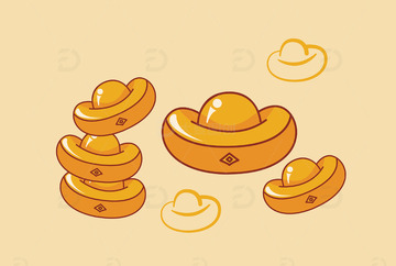 手绘金元宝卡通矢量新年素材