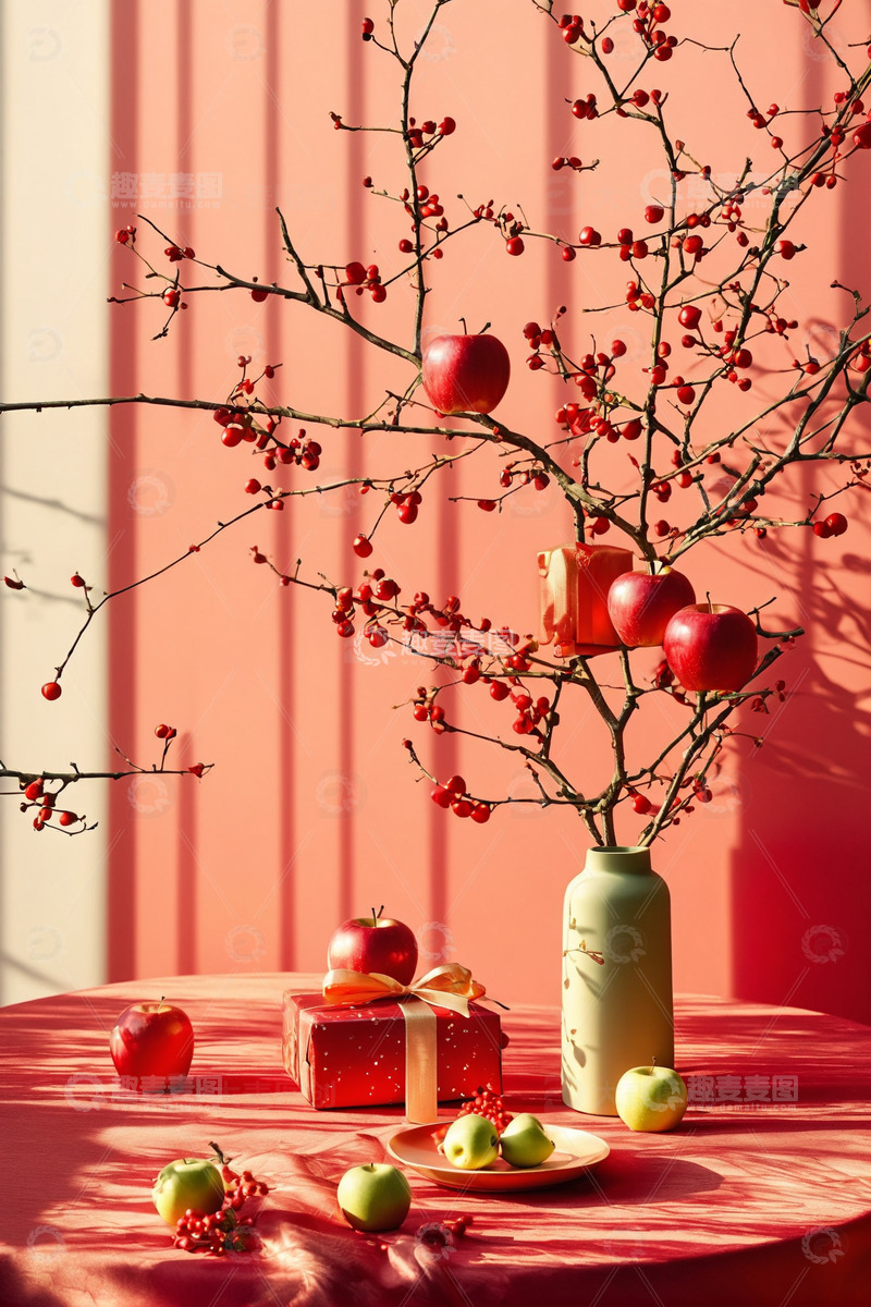 高清大图下载【趣麦麦图】中国风红色喜庆新年背景3