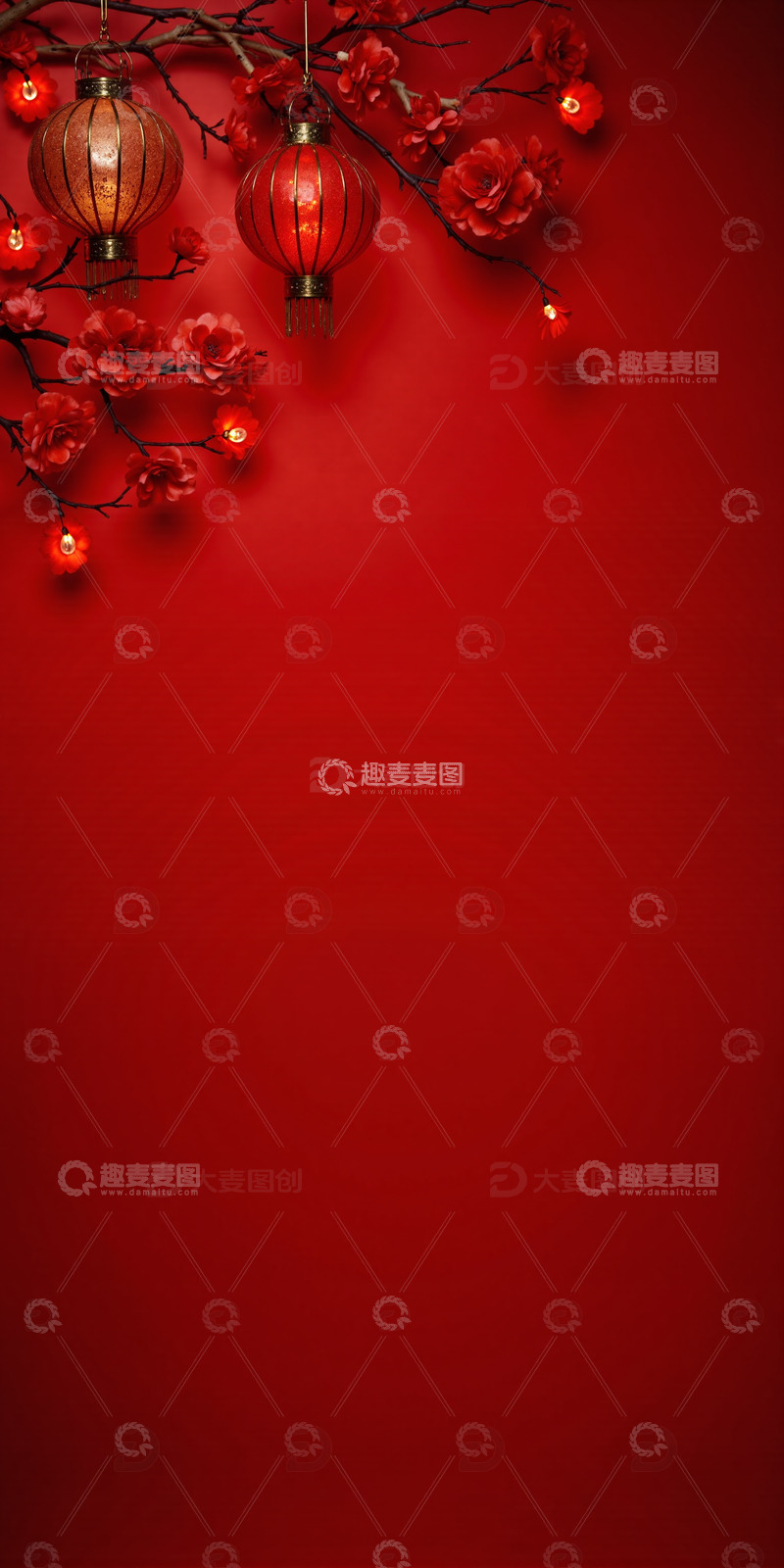 高清大图下载【趣麦麦图】中国风红色喜庆新年背景9