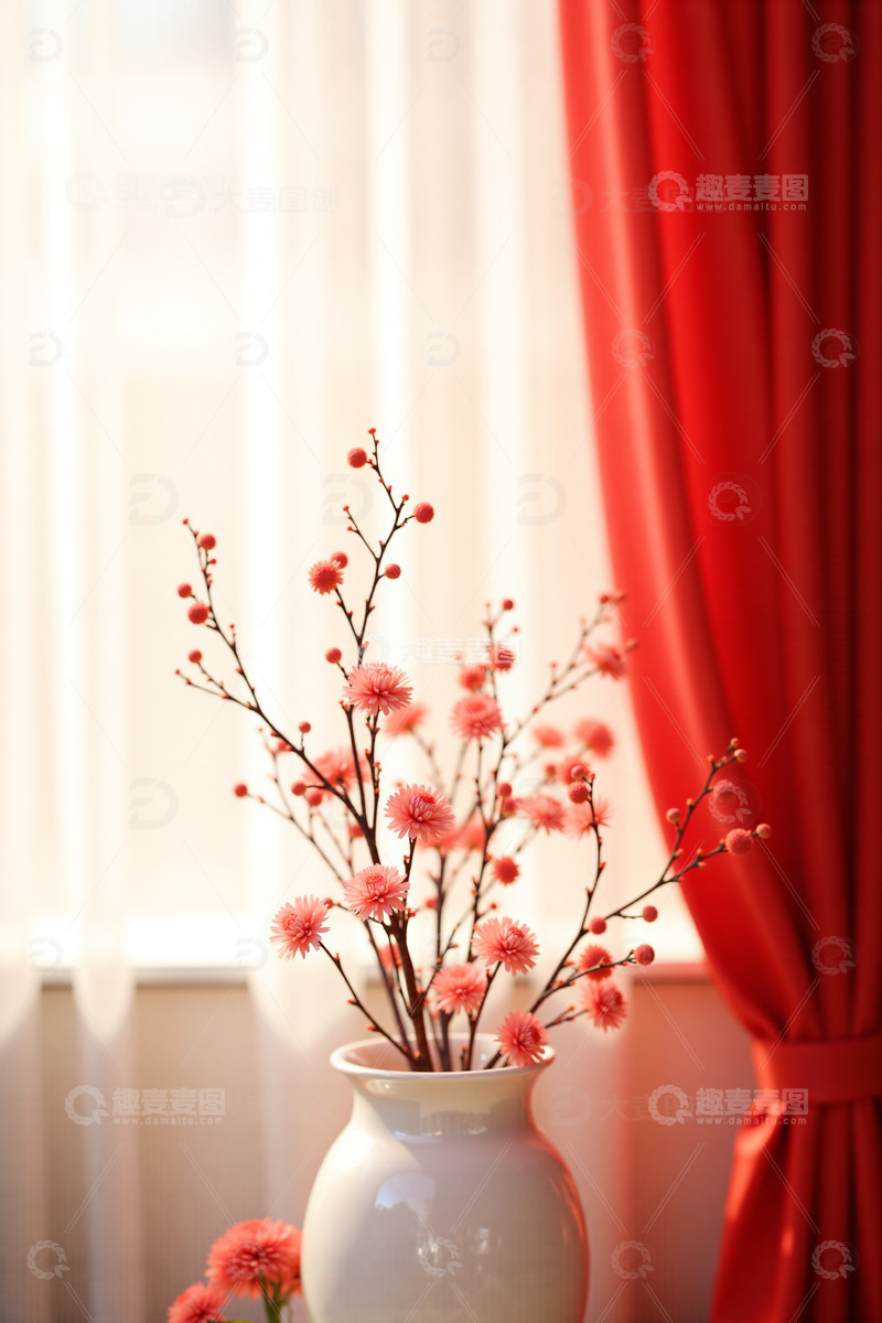 高清大图下载【趣麦麦图】中国风红色喜庆新年背景