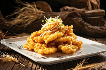 东北美食锅包肉摄影图