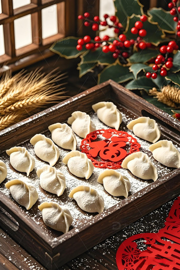 包好的饺子摄影图1