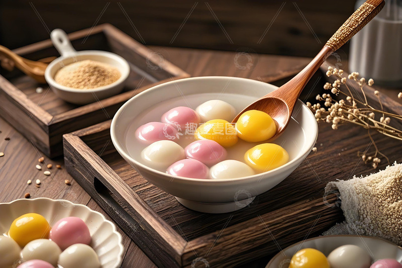 高清大图下载【趣麦麦图】美食五彩汤圆摄影图