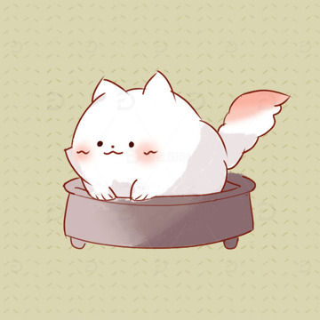 绿色背景可爱萌萌的小白猫