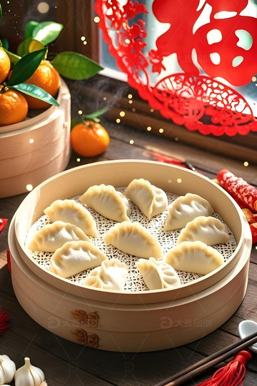 春节美食饺子摄影图
