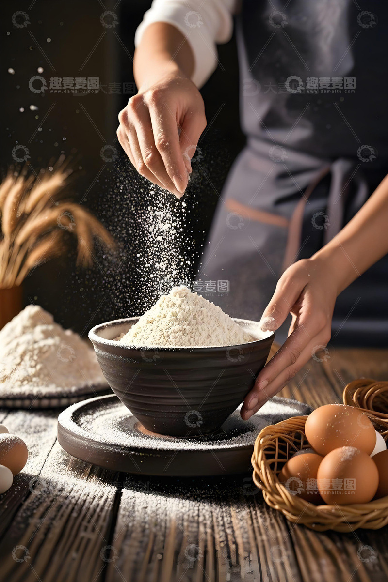 高清大图下载【趣麦麦图】细白的面粉撒面粉摄影图