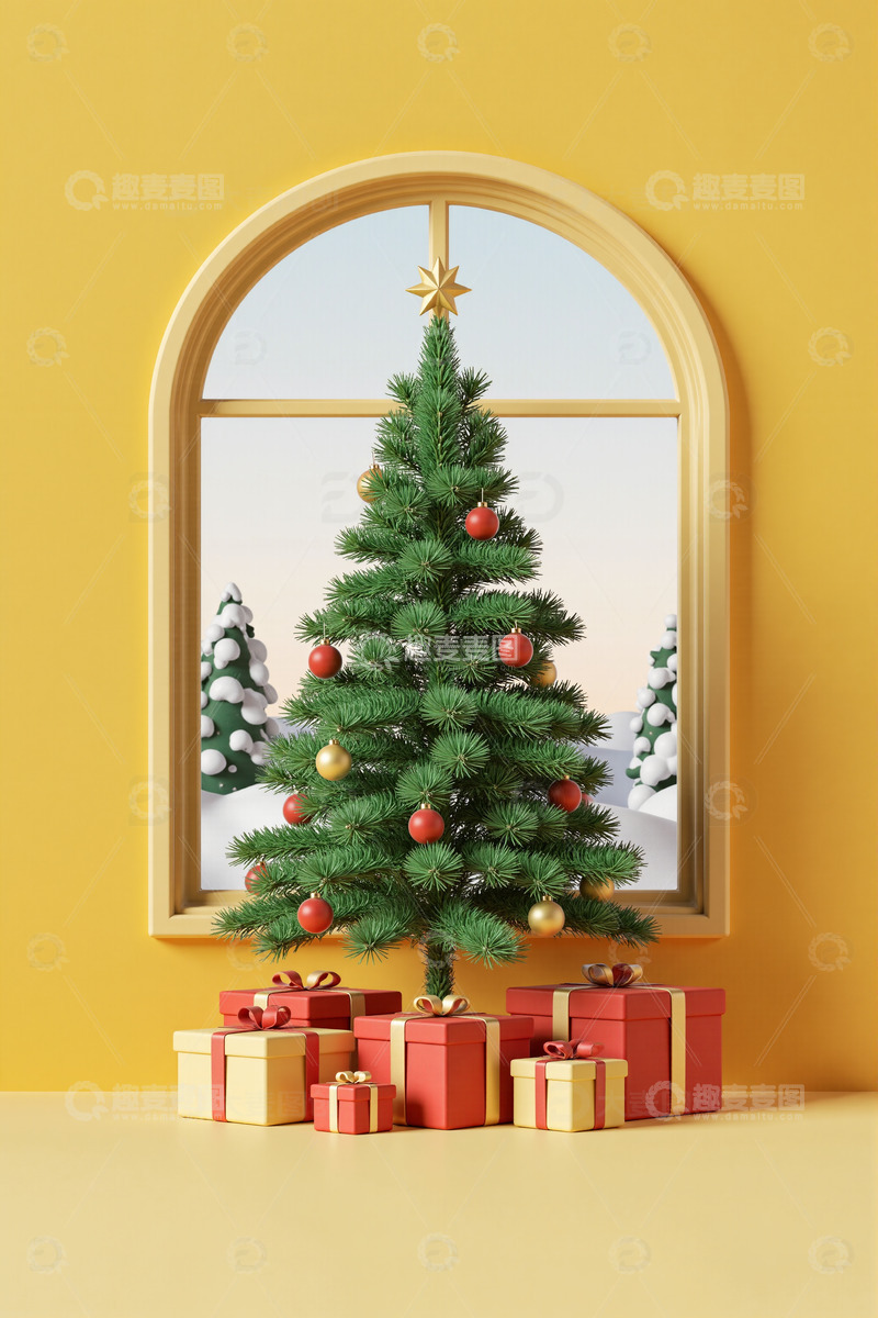 圣诞树礼品盒圣诞节背景素材1