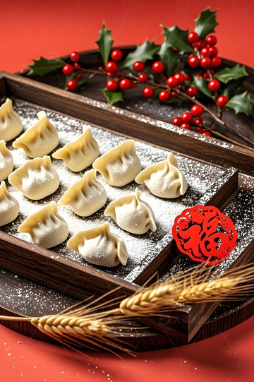 包好的饺子摄影图