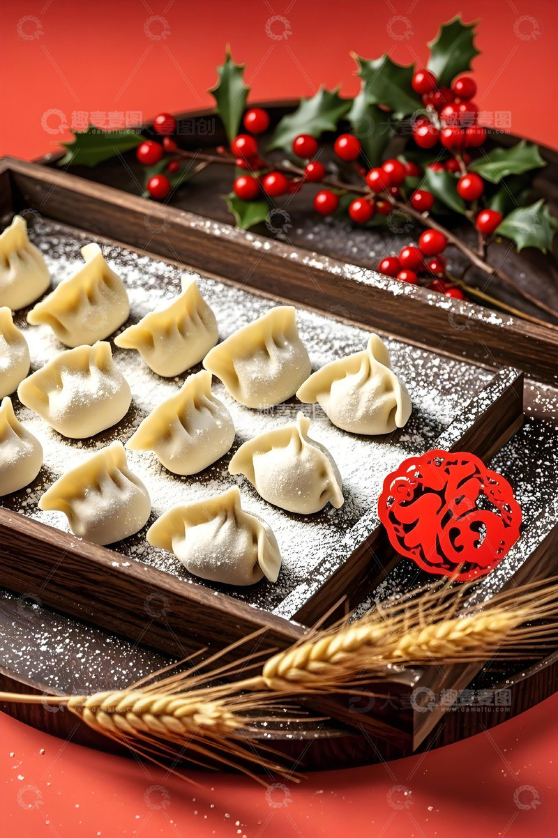 包好的饺子摄影图