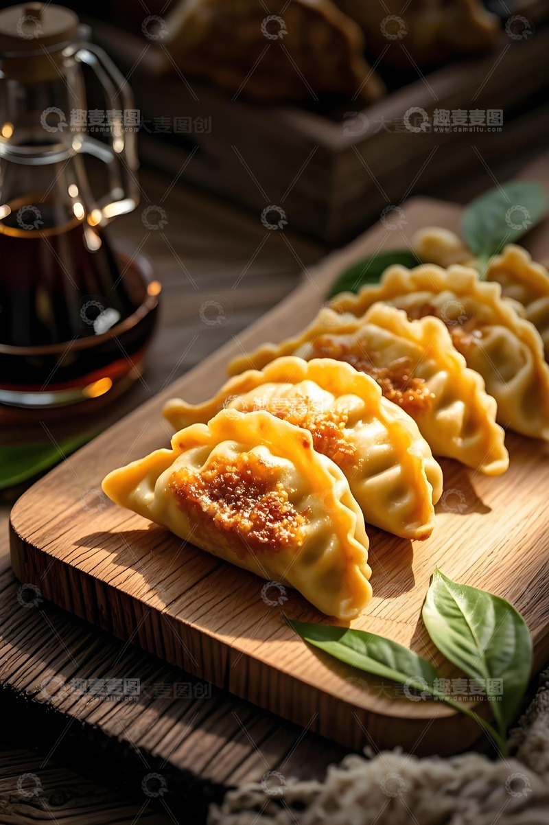 高清大图下载【趣麦麦图】煎饺子美食摄影图