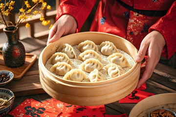 中华美食饺子摄影图