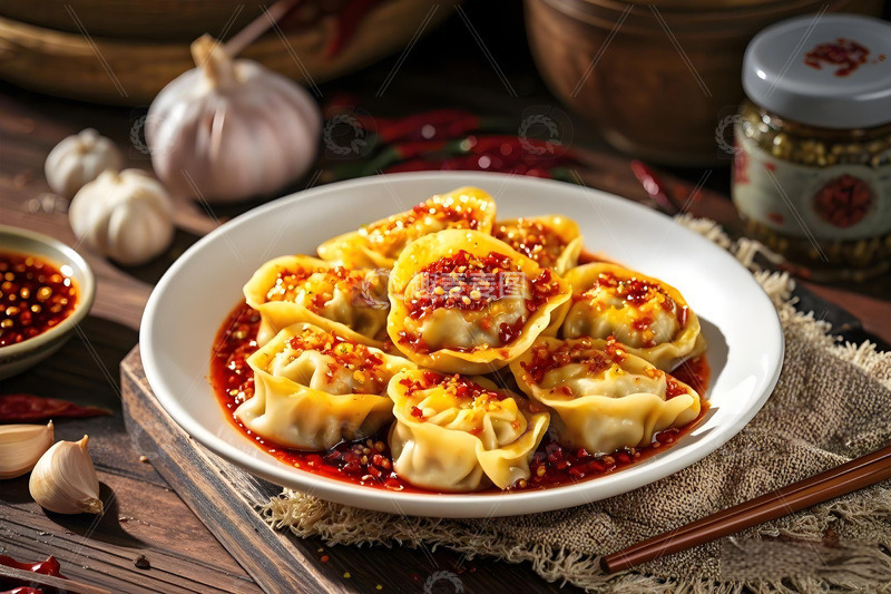 高清大图下载【趣麦麦图】红油水饺摄影图