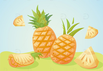 手绘菠萝切块凤梨包装插画1
