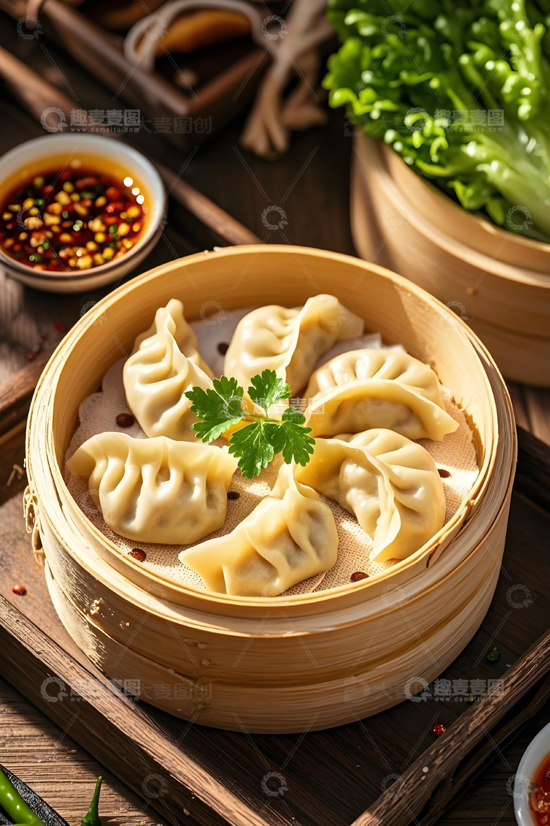 高清大图下载【趣麦麦图】中国美食蒸饺摄影图