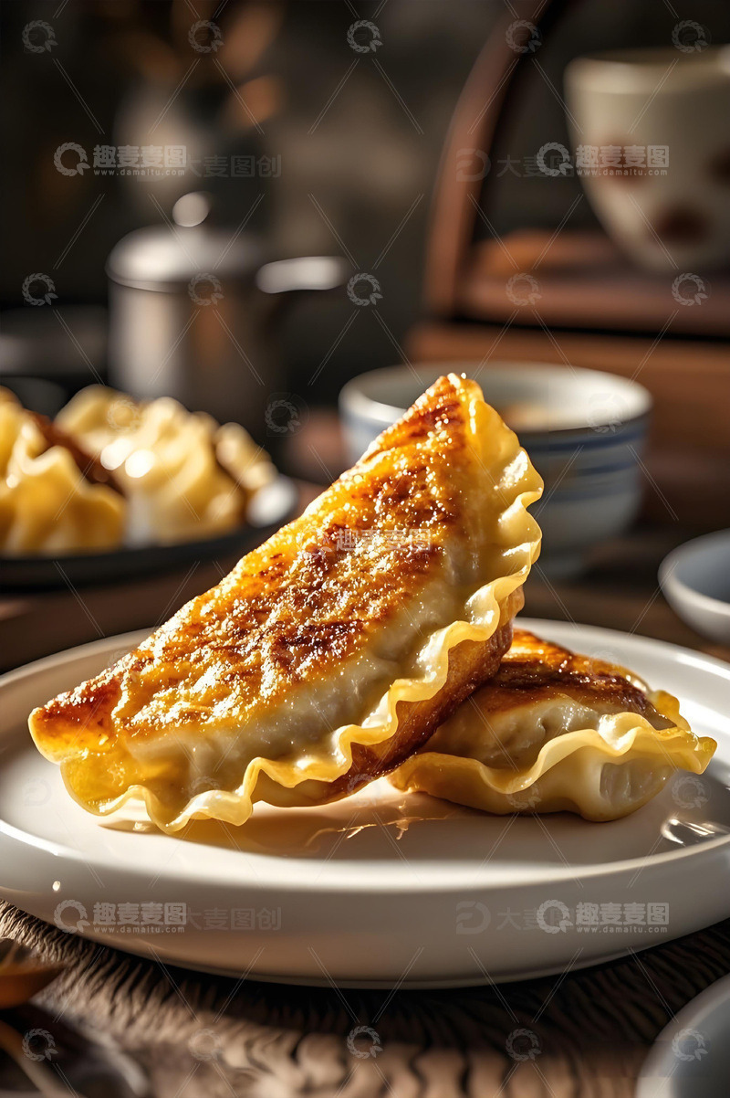 高清大图下载【趣麦麦图】煎饺子美食摄影图2