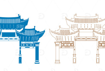 云南昆明金马碧鸡坊古建筑剪影