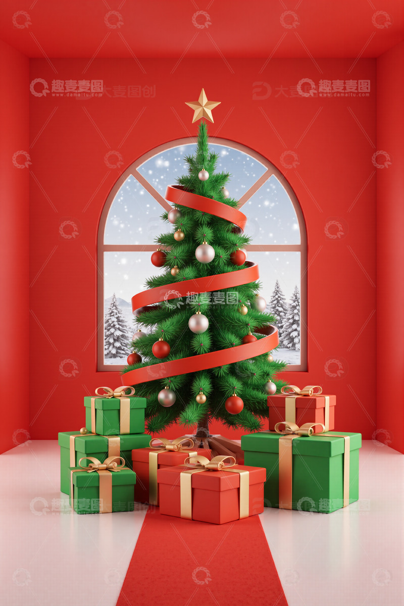 圣诞树礼品盒圣诞节背景素材3