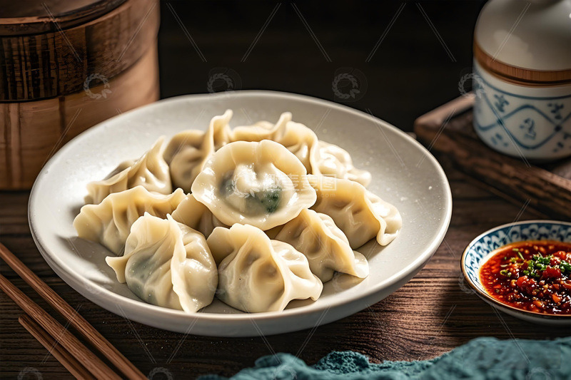 高清大图下载【趣麦麦图】一盘素饺子摄影图